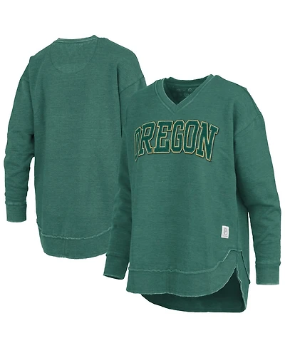 Pressbox Women's Green Oregon Ducks Westin Poncho V-Neck Pullover Sweatshirt