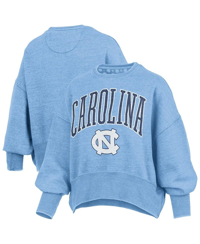 Pressbox Women's Carolina Blue North Tar Heels Oversized Waist-Length Crewneck Sweatshirt