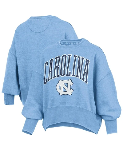 Pressbox Women's Carolina Blue North Tar Heels Oversized Waist-Length Crewneck Sweatshirt