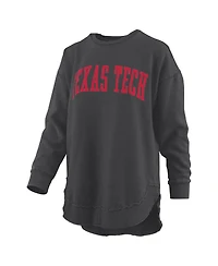 Pressbox Women's Black Texas Tech Red Raiders Melange Poncho Vintage Fleece Long Sleeve Pullover Sweatshirt