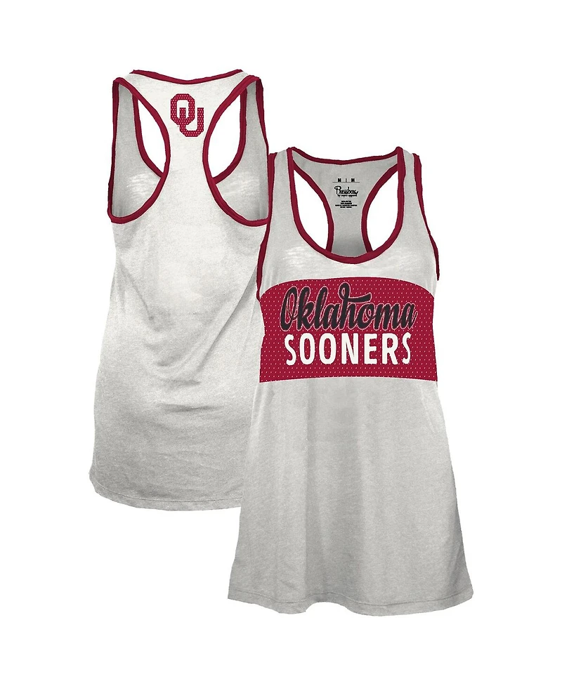 Pressbox Women's White/Crimson Oklahoma Sooners Tracy Racerback Burnout Tank Top