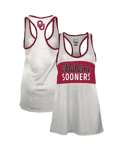 Pressbox Women's White/Crimson Oklahoma Sooners Tracy Racerback Burnout Tank Top