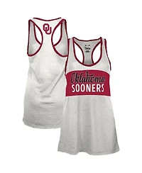 Pressbox Women's White/Crimson Oklahoma Sooners Tracy Racerback Burnout Tank Top