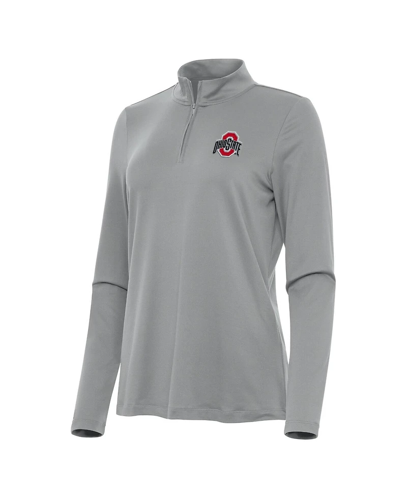 Antigua Women's Gray Ohio State Buckeyes Reprocess Quarter-Zip Sweatshirt