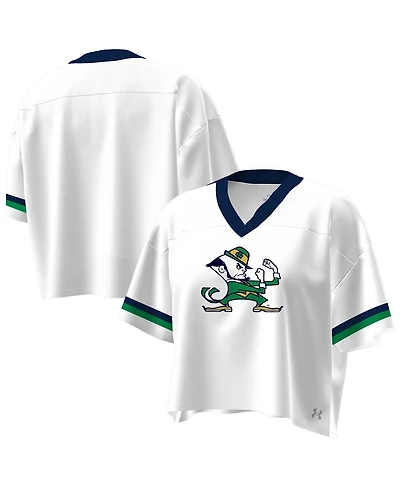 Under Armour Women's White Notre Dame Fighting Irish Fashion Jersey Boxy Cropped T-Shirt