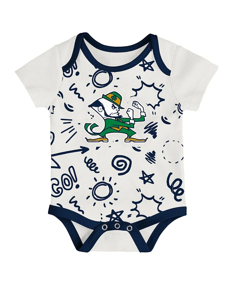 Outerstuff Baby Boys and Girls 3-Pack Notre Dame Fighting Irish All Day Play Bodysuit Set
