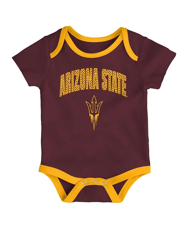 Outerstuff Baby Boys and Girls 3-Pack Arizona State Sun Devils All Day Play Bodysuit Set