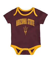 Outerstuff Baby Boys and Girls 3-Pack Arizona State Sun Devils All Day Play Bodysuit Set