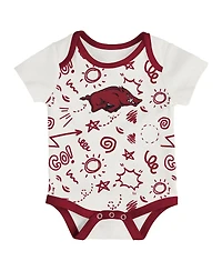 Outerstuff Baby Boys and Girls 3-Pack Arkansas Razorbacks All Day Play Bodysuit Set