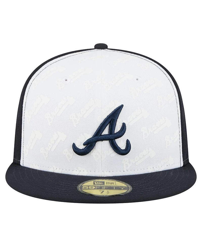 New Era Men's White/Navy Atlanta Braves Repeat 59FIFTY Fitted Hat