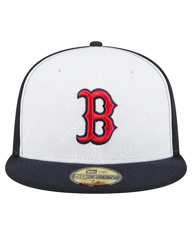 New Era Men's White/Navy Boston Red Sox Repeat 59FIFTY Fitted Hat