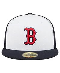 New Era Men's White/Navy Boston Red Sox Repeat 59FIFTY Fitted Hat