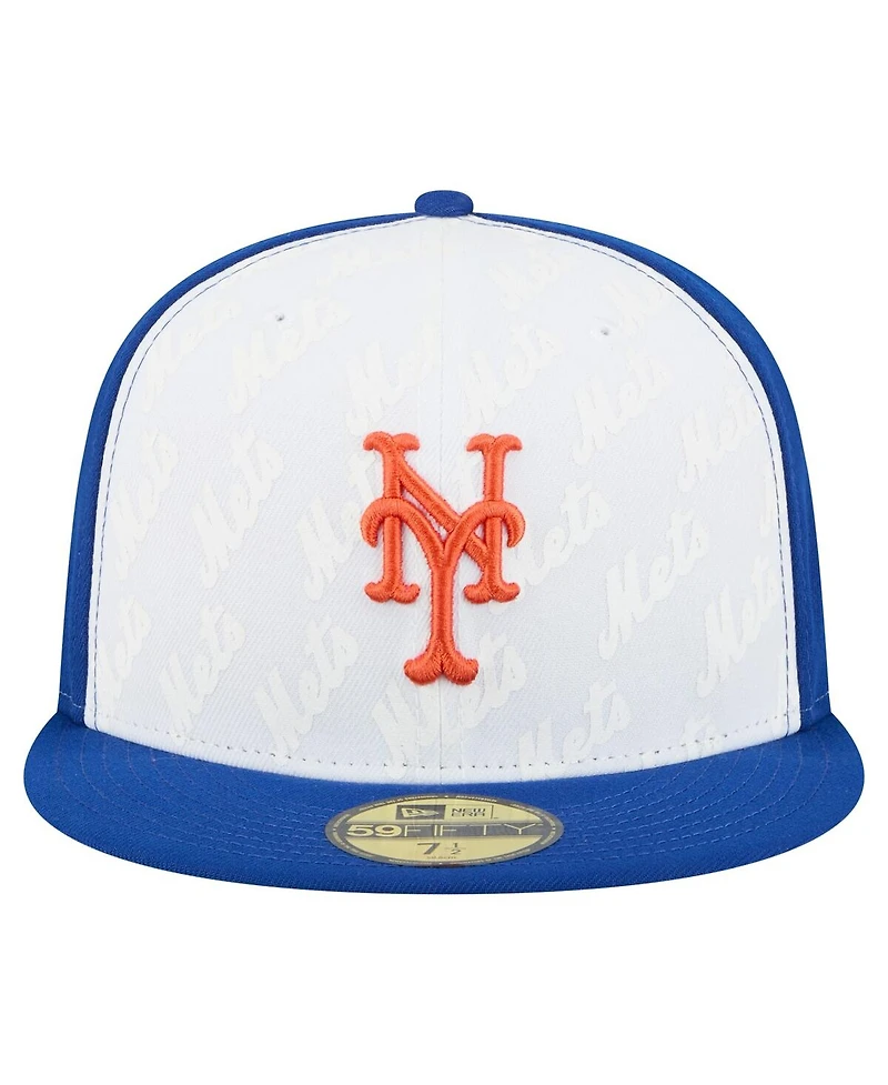 New Era Men's White/Royal York Mets Repeat 59FIFTY Fitted Hat