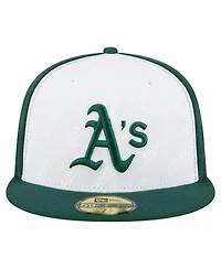 New Era Men's White/Green Athletics Repeat 59FIFTY Fitted Hat