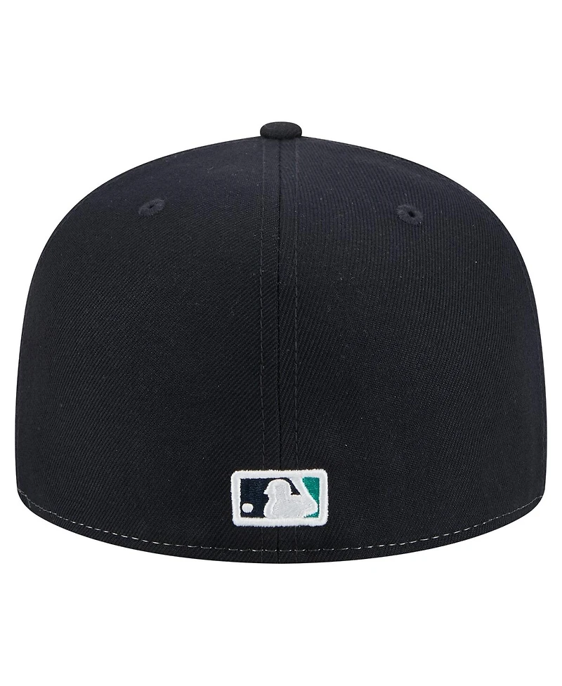 New Era Men's White/Navy Seattle Mariners Repeat 59FIFTY Fitted Hat