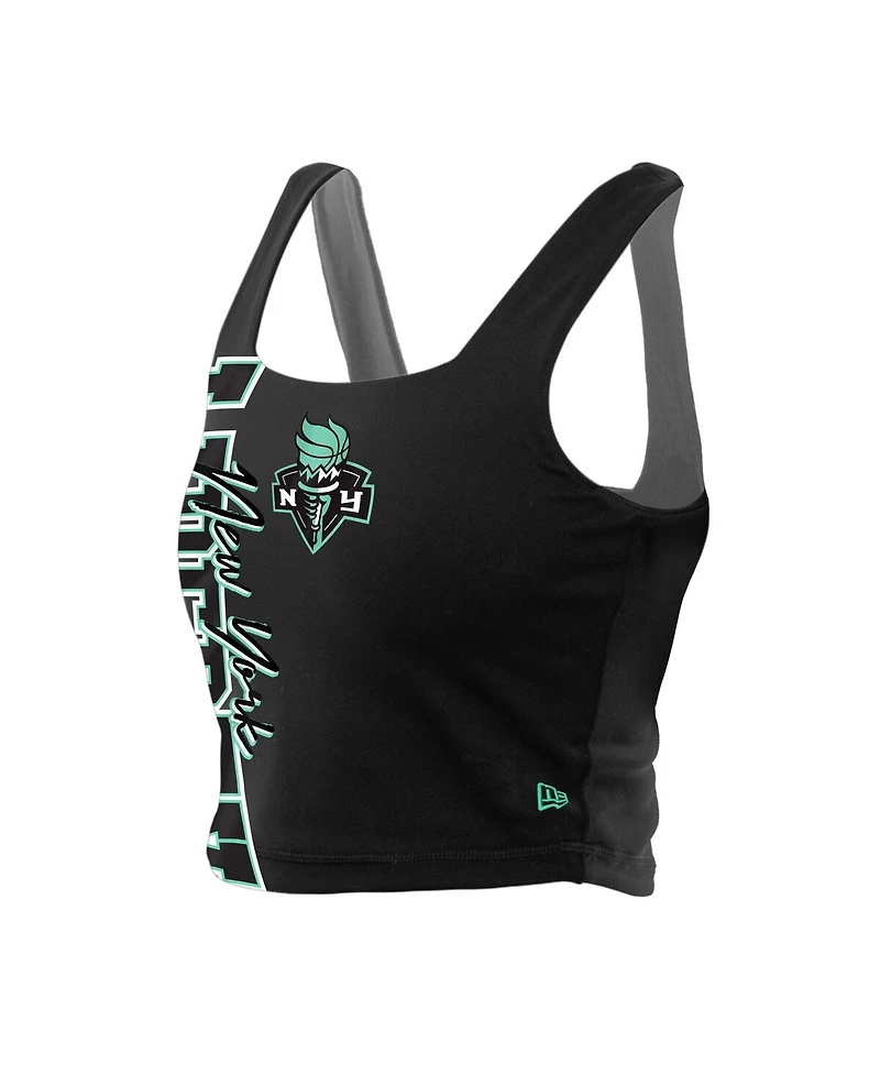 New Era Women's Black/Gray York Liberty Reversible Cropped Sport Classics Tank Top