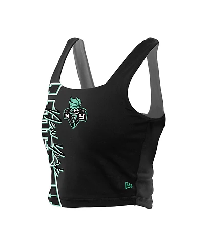 New Era Women's Black/Gray York Liberty Reversible Cropped Sport Classics Tank Top
