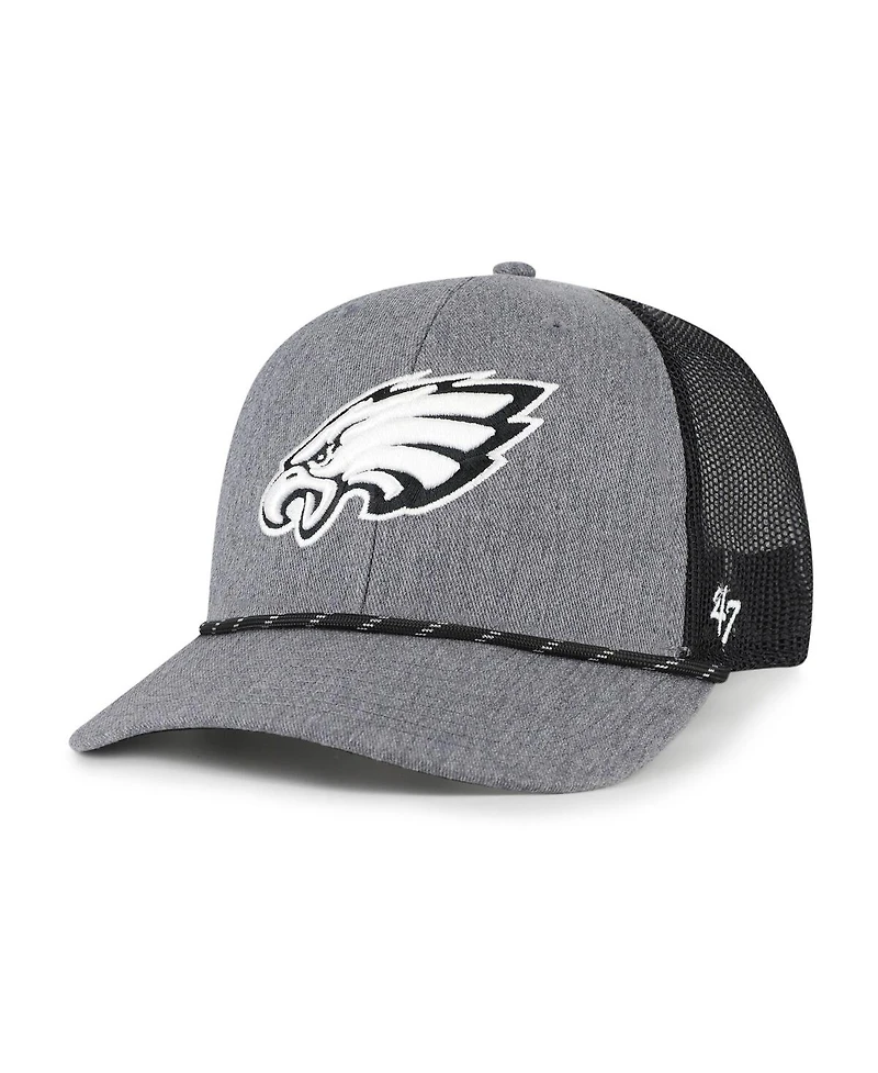 '47 Brand Men's Heather Charcoal Philadelphia Eagles Carbon Rope Trucker Adjustable Hat