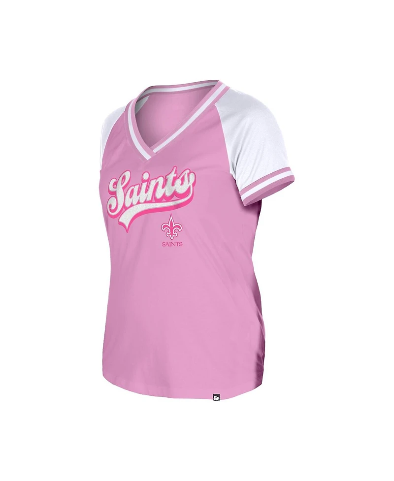 New Era Women's Pink Orleans Saints Mommy Me V-Neck T-Shirt