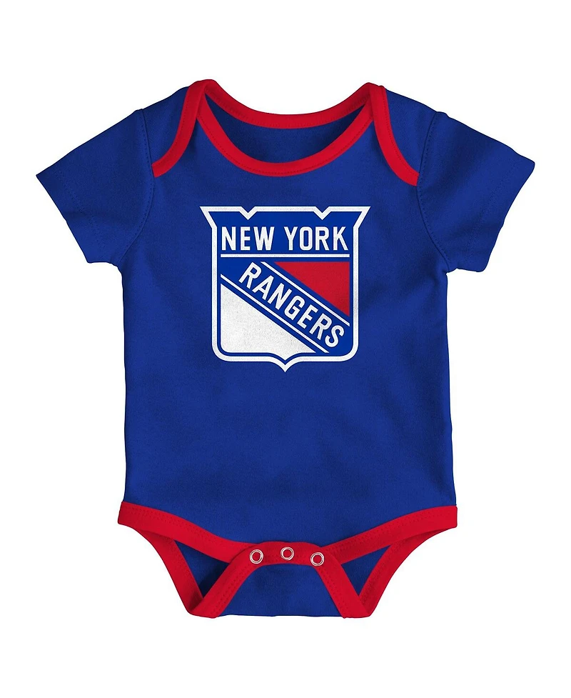 Outerstuff Newborn 3-Pack New York Rangers Loyal Buddies Bodysuit Set