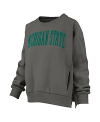 Pressbox Women's Charcoal Michigan State Spartans Pocketed Raglan Pullover Sweatshirt