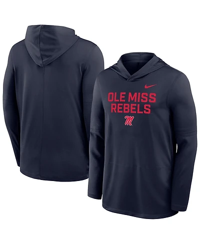 Nike Men's Navy Ole Miss Rebels 2025 Sideline Dri-fit Long Sleeve Hoodie T-Shirt