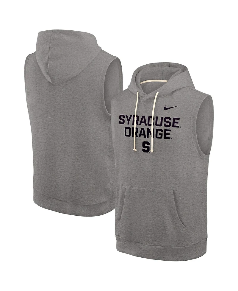 Nike Men's Heather Gray Syracuse Orange Sleeveless Pullover Hoodie