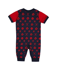 Outerstuff Newborn Navy Atlanta Braves Hard 90 Coveralls