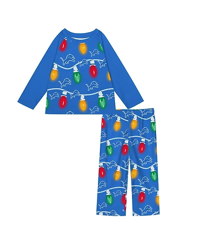 Outerstuff Big Boys and Girls 2-Piece Detroit Lions Garland Holiday Long Sleeve Pajama Set