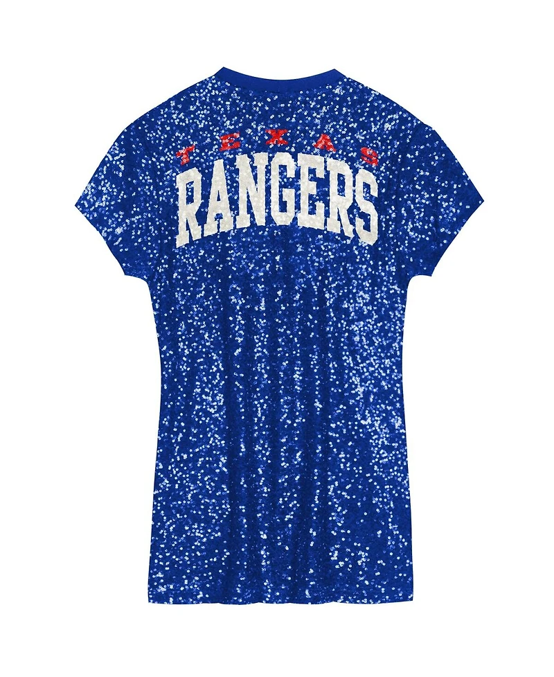 Outerstuff Girls Preschool Royal Texas Rangers Sequin V-Neck Dress