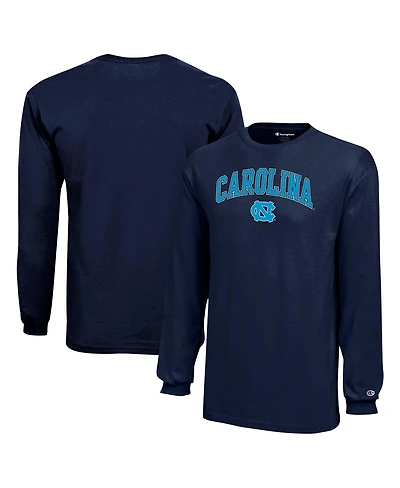 Champion Big Boys and Girls Navy North Carolina Tar Heels Arch Over Logo Long Sleeve T-Shirt