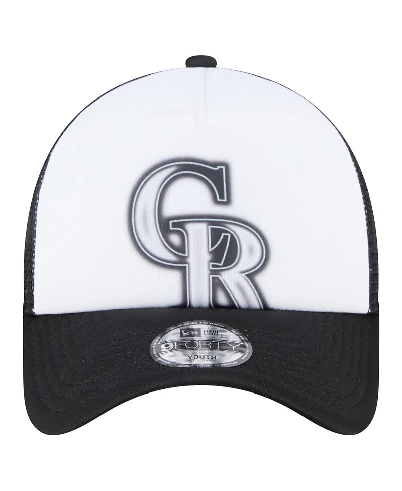 New Era Toddler White/Black Colorado Rockies Painted A-Frame 9FORTY Trucker Adjustable Hat