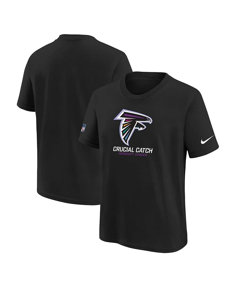 Nike Big Boys and Girls Black Atlanta Falcons 2024 Nfl Crucial Catch T-Shirt