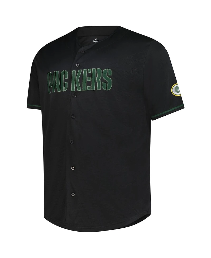 Profile Men's Black Green Bay Packers Big Tall Pop Full-Button Jersey