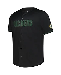 Profile Men's Black Green Bay Packers Big Tall Pop Full-Button Jersey