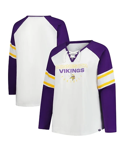 Fanatics Women's White Minnesota Vikings Plus Redzone Lace Up Long Sleeve T-Shirt