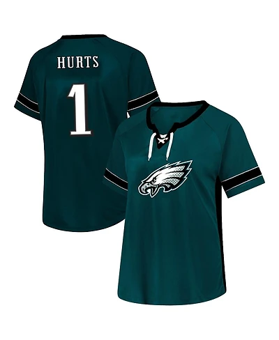 Fanatics Women's Jalen Hurts Green Philadelphia Eagles Plus Name Number Lace-Up T-Shirt