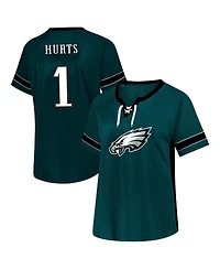 Fanatics Women's Jalen Hurts Green Philadelphia Eagles Plus Name Number Lace-Up T-Shirt