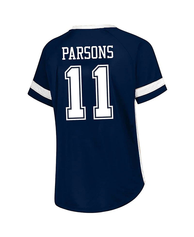 Fanatics Women's Micah Parsons Navy Dallas Cowboys Plus Name Number Lace-Up T-Shirt