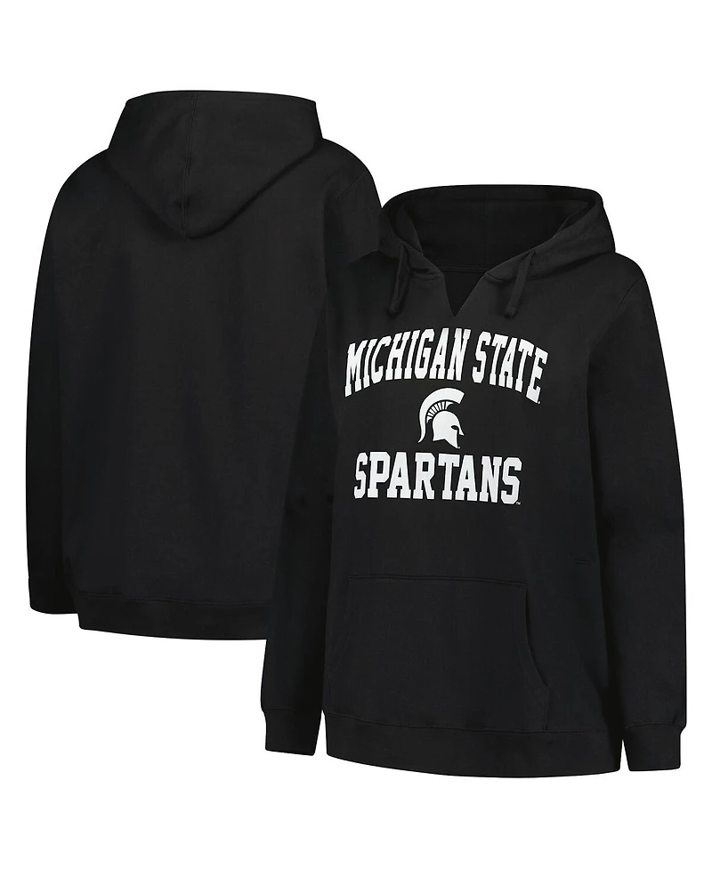 Champion Women's Black Michigan State Spartans Plus Heart Soul Notch Neck Pullover Hoodie