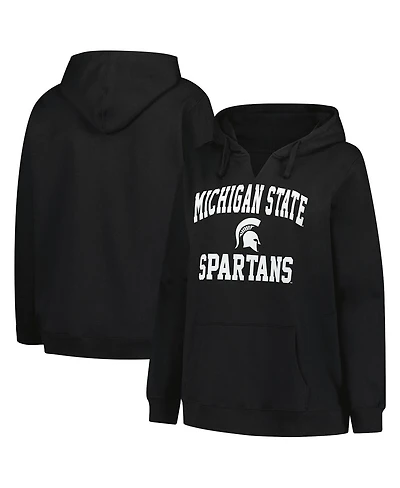 Champion Women's Black Michigan State Spartans Plus Heart Soul Notch Neck Pullover Hoodie