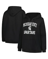 Champion Women's Black Michigan State Spartans Plus Heart Soul Notch Neck Pullover Hoodie