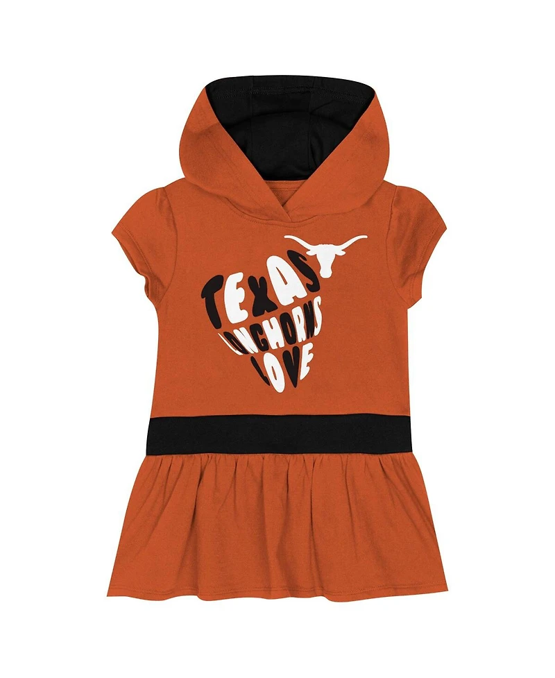 Outerstuff Girls Toddler Texas Orange Longhorns Team Love French Terry Hoodie Dress