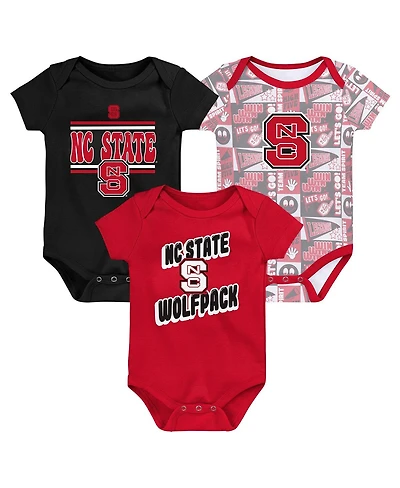 Outerstuff Newborn 3-Pack Red Nc State Wolfpack Sunday Comics Bodysuit Set