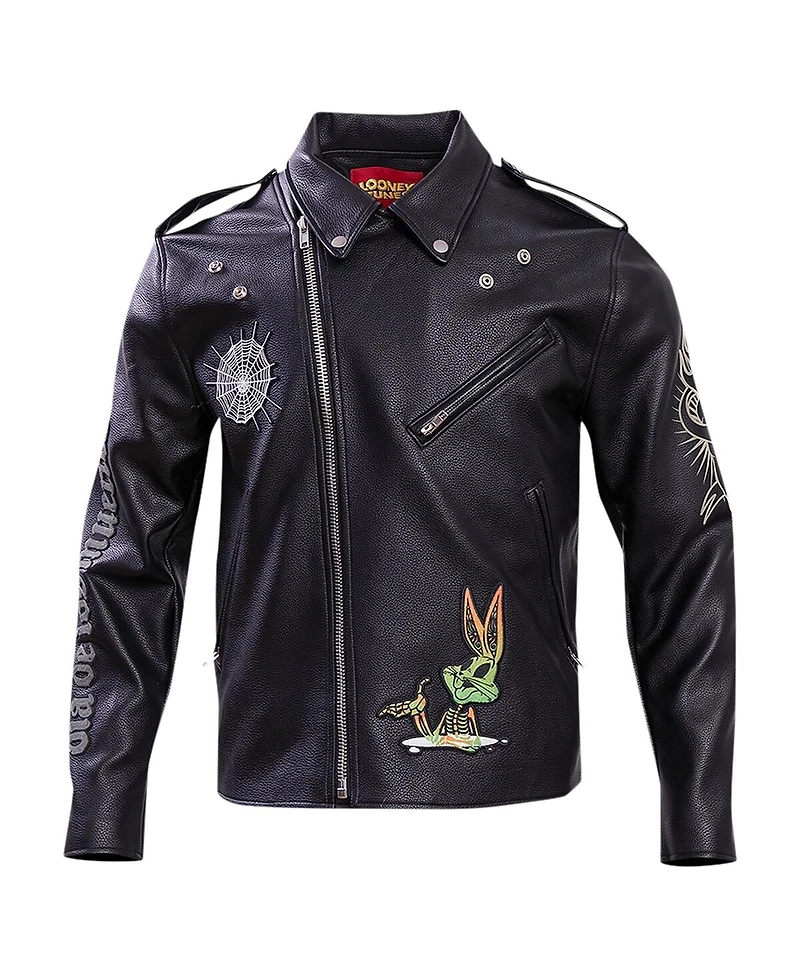 Freeze Max Men's Black Looney Tunes Lola Bunny Biker Full-Zip Jacket