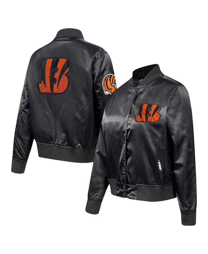 Pro Standard Women's Black Cincinnati Bengals Jeweled Satin Full-Snap Jacket