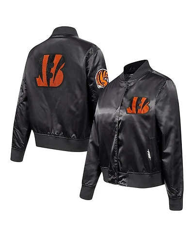 Pro Standard Women's Black Cincinnati Bengals Jeweled Satin Full-Snap Jacket
