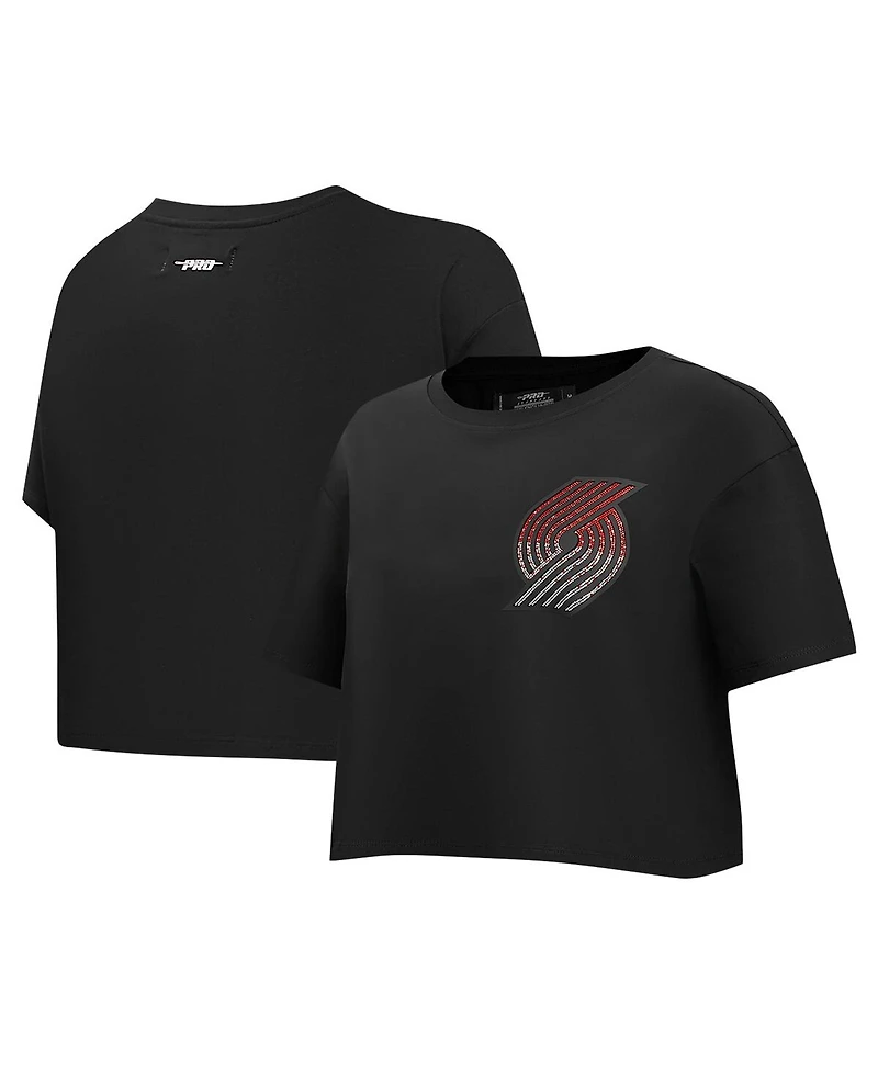 Pro Standard Women's Black Portland Trail Blazers Jewels Boxy Cropped T-Shirt