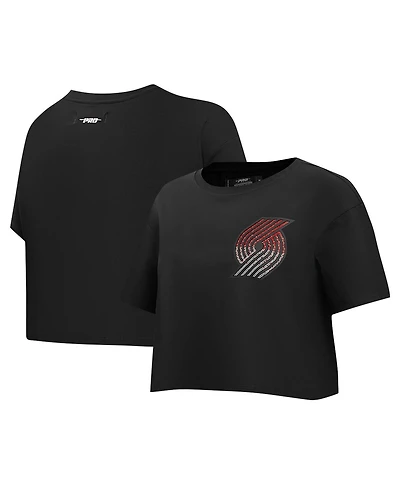 Pro Standard Women's Black Portland Trail Blazers Jewels Boxy Cropped T-Shirt