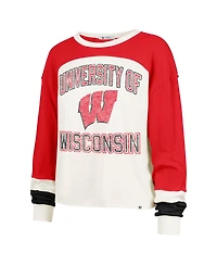 '47 Brand Women's Cream Wisconsin Badgers Double Header Curve Raglan Long Sleeve T-Shirt